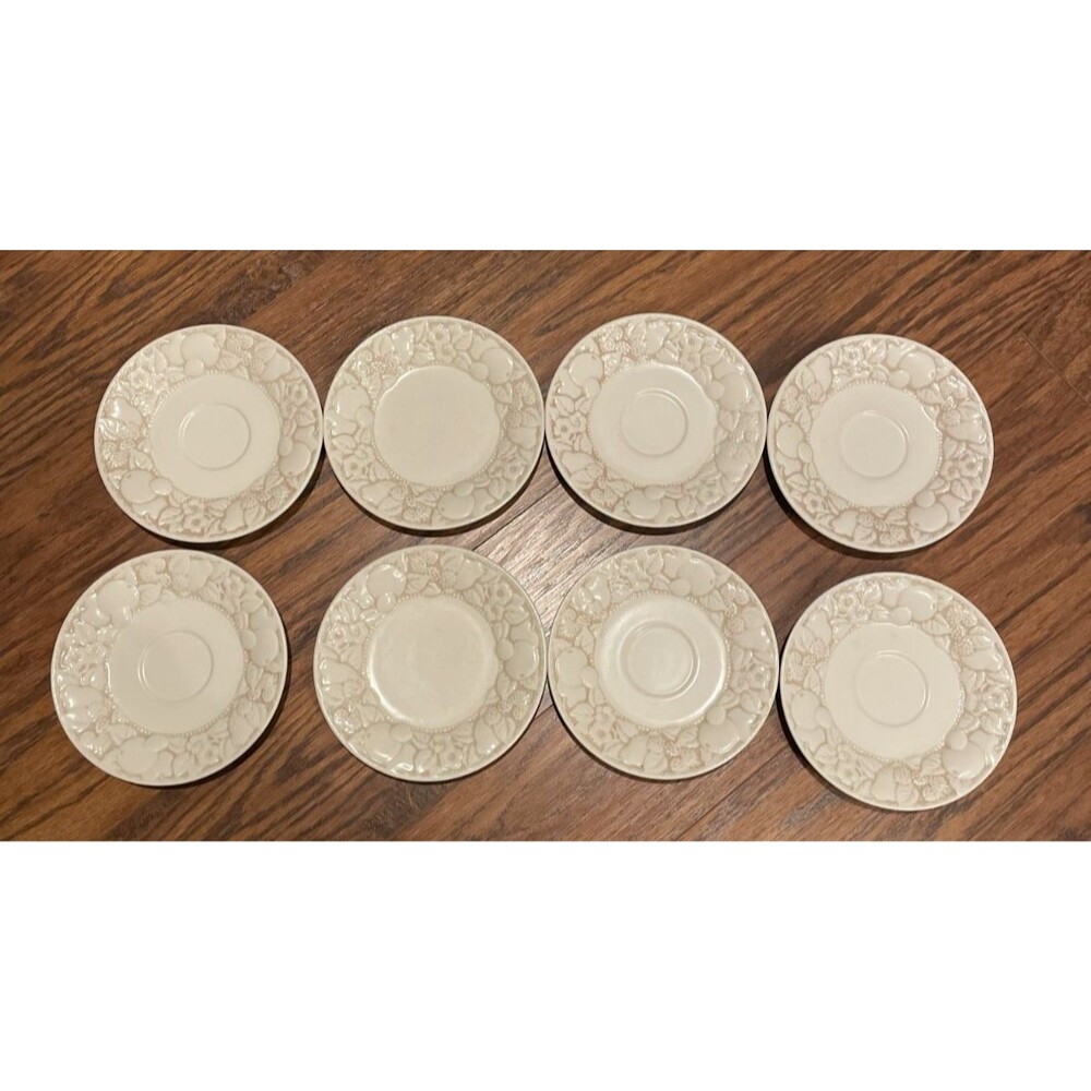 Hand Painted Metlox Vernon Poppy Trail Antigua 6 Saucers 2 Plates USA EUC MCM